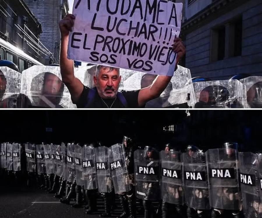 Jubilados vuelven a ser víctimas una brutal represión policial, 1900 efectivos en el operativo!