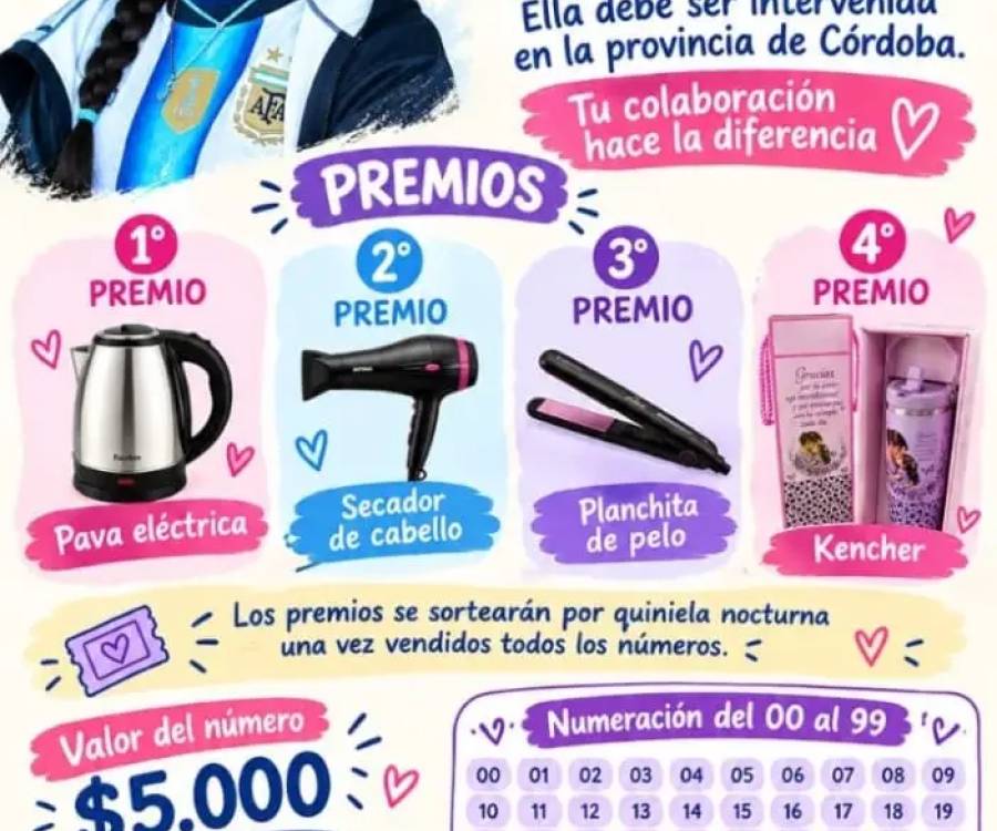 Lanzan una gran rifa solidaria en Catamarca para solventar la intervención quirúrgica de Isabella en Córdoba